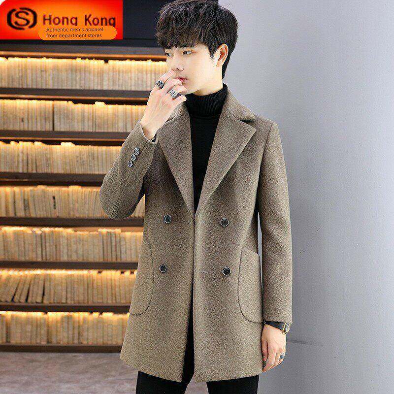 羊绒大衣男中长款秋冬季2025新款高端加厚休闲翻领毛呢子男士外套
