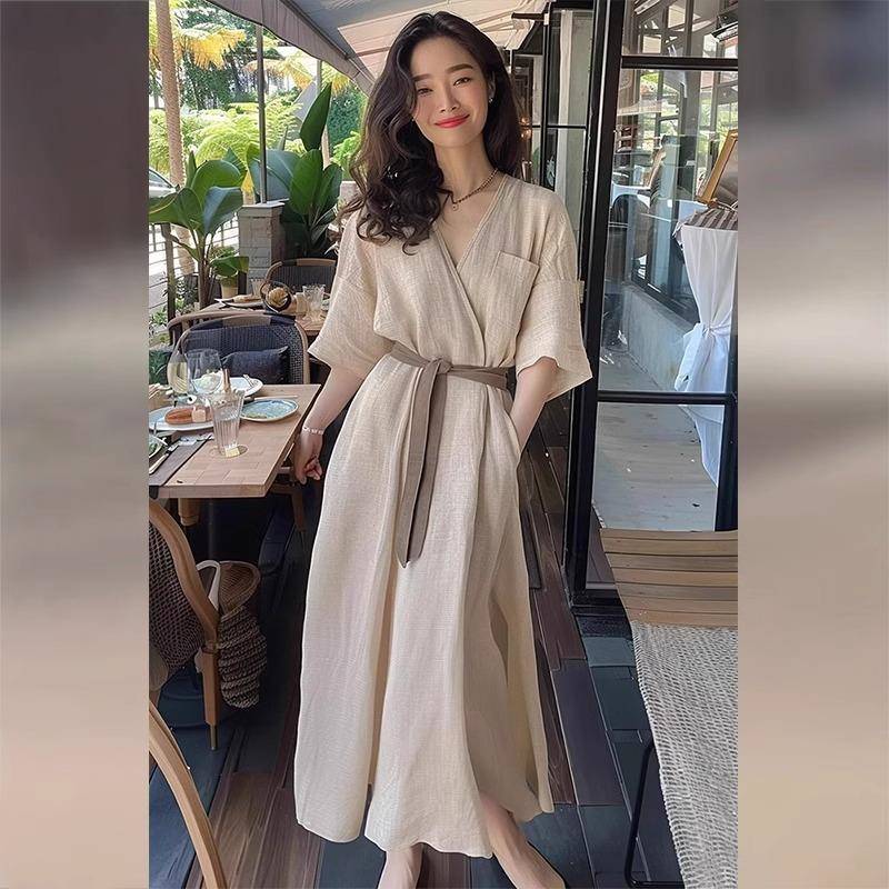 欧洲站夏季女装2025新款法式轻奢高级感时尚减龄宽松气质连衣裙子