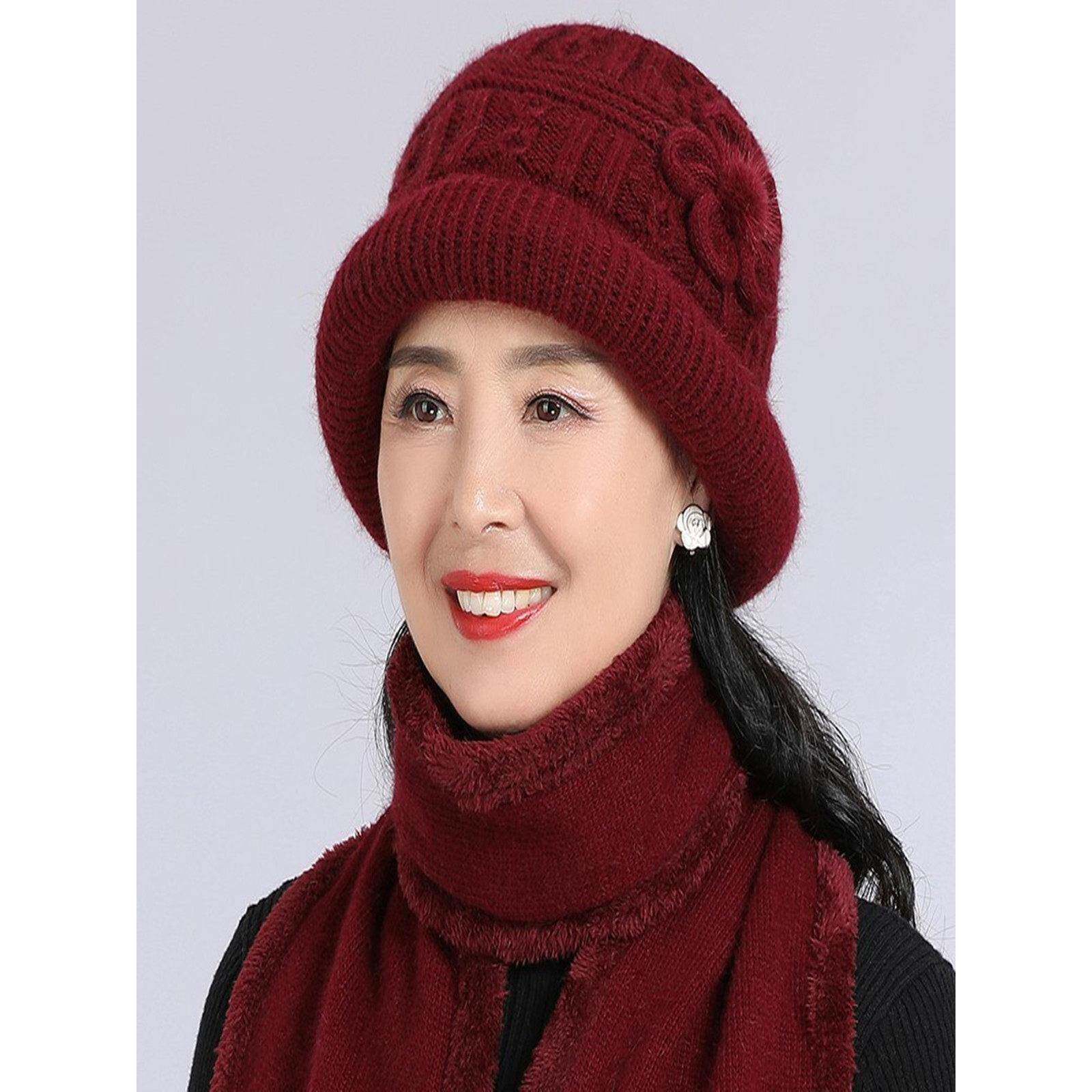 秋冬季中老年人妈妈兔毛帽老太太老人帽子女冬天加绒保暖奶奶棉帽