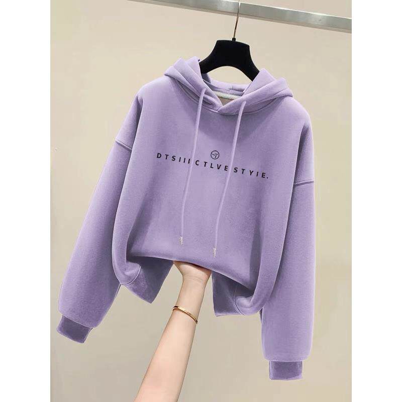 专柜紫色设计感小众套头连帽卫衣女2025春秋新款韩版宽松短款外套