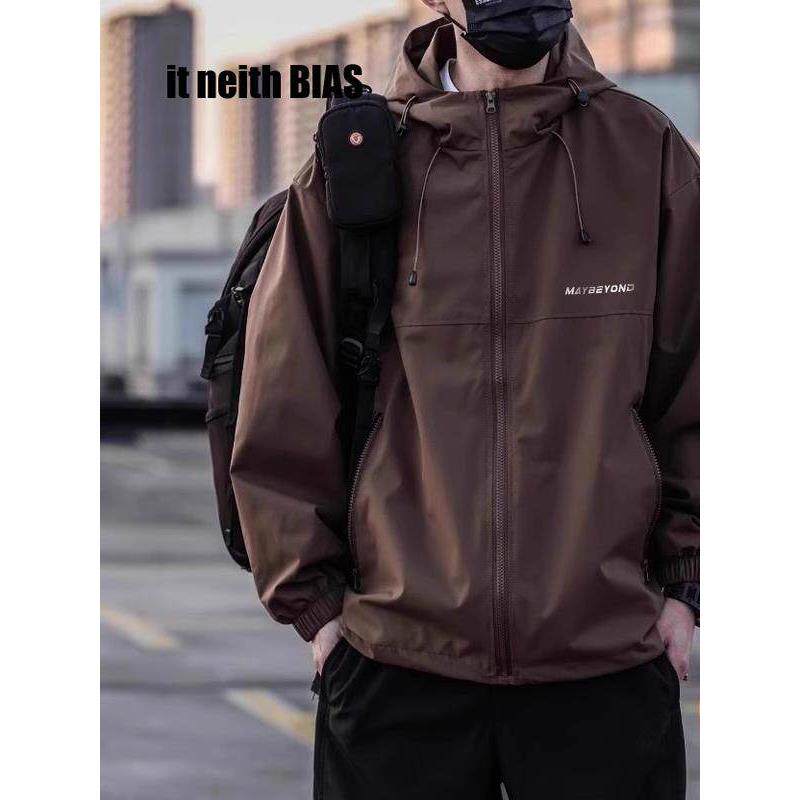 it neith BIAS春秋外套男户外宽松防水连帽防风工装夹克保暖棉服