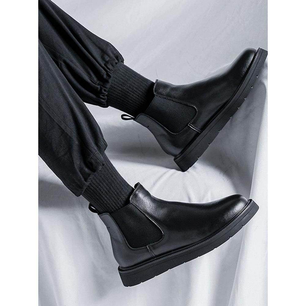 马丁靴男款英伦风潮流切尔西男靴子中帮2025秋冬透气低帮休闲皮鞋