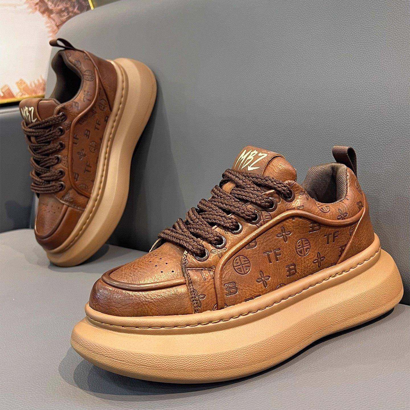 厚底印花小白鞋男款2025新款冬季新款鞋子男士内增高运动休闲板鞋,流行男鞋,时尚休闲鞋,淘宝优惠券,粉丝福利购,淘宝优惠卷