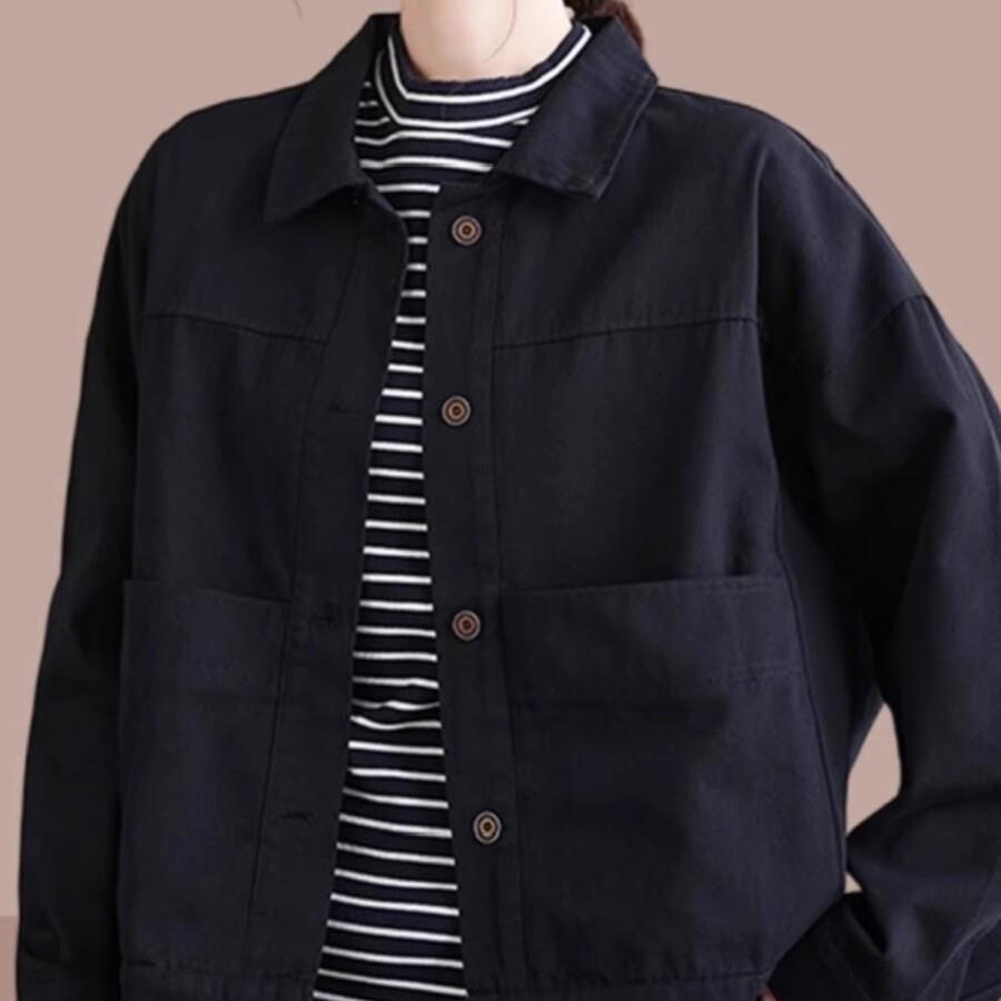 香港TIMO春秋新款时尚休闲百搭工装女士短外套翻领开衫棒球服夹克
