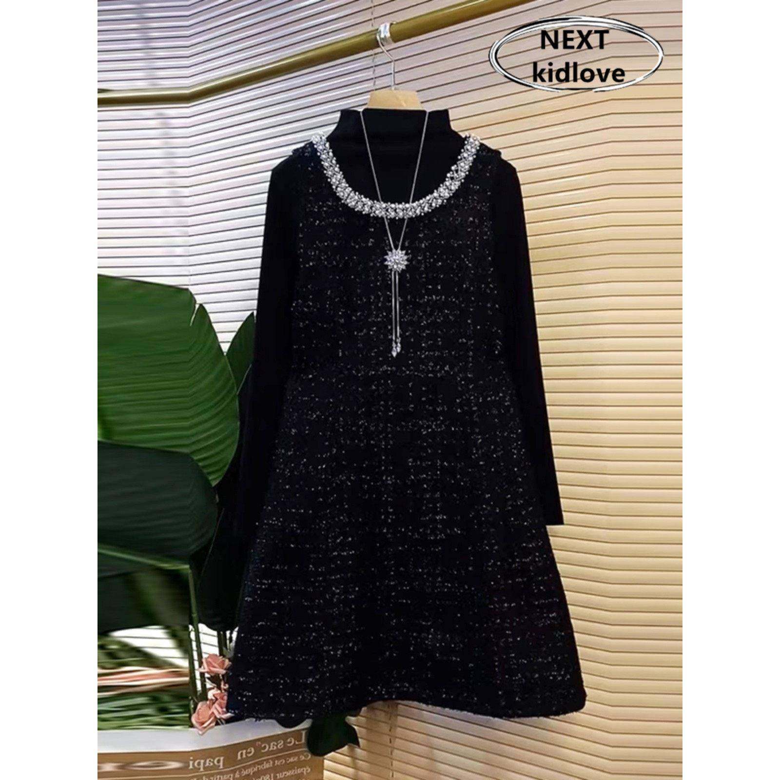 香港2025年秋冬大码钉珠领小香风打底衫马甲连衣裙两件套装裙a版,女装/女士精品,连衣裙,淘宝优惠券,粉丝福利购,淘宝优惠卷