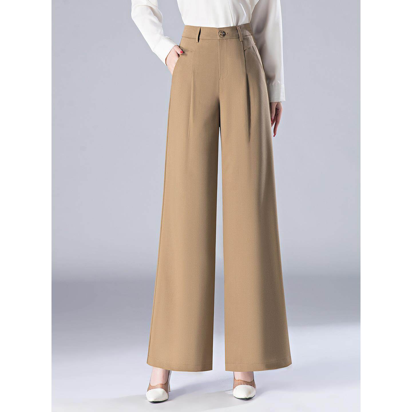 大码阔腿裤女2025秋季新款高腰宽松休闲西裤显瘦垂感妈妈直筒长裤