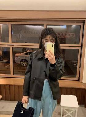 吴小姐韩国正品modest mood皮衣女外套法式复古气质宽松长袖夹克