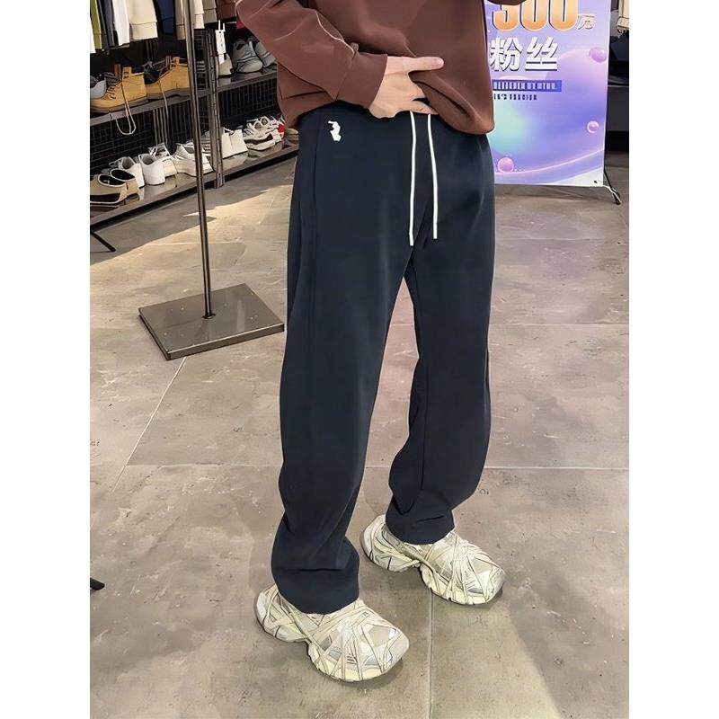 潮牌休闲裤男秋季弯刀刺绣运动长裤子2025年新款宽松直筒男士卫裤