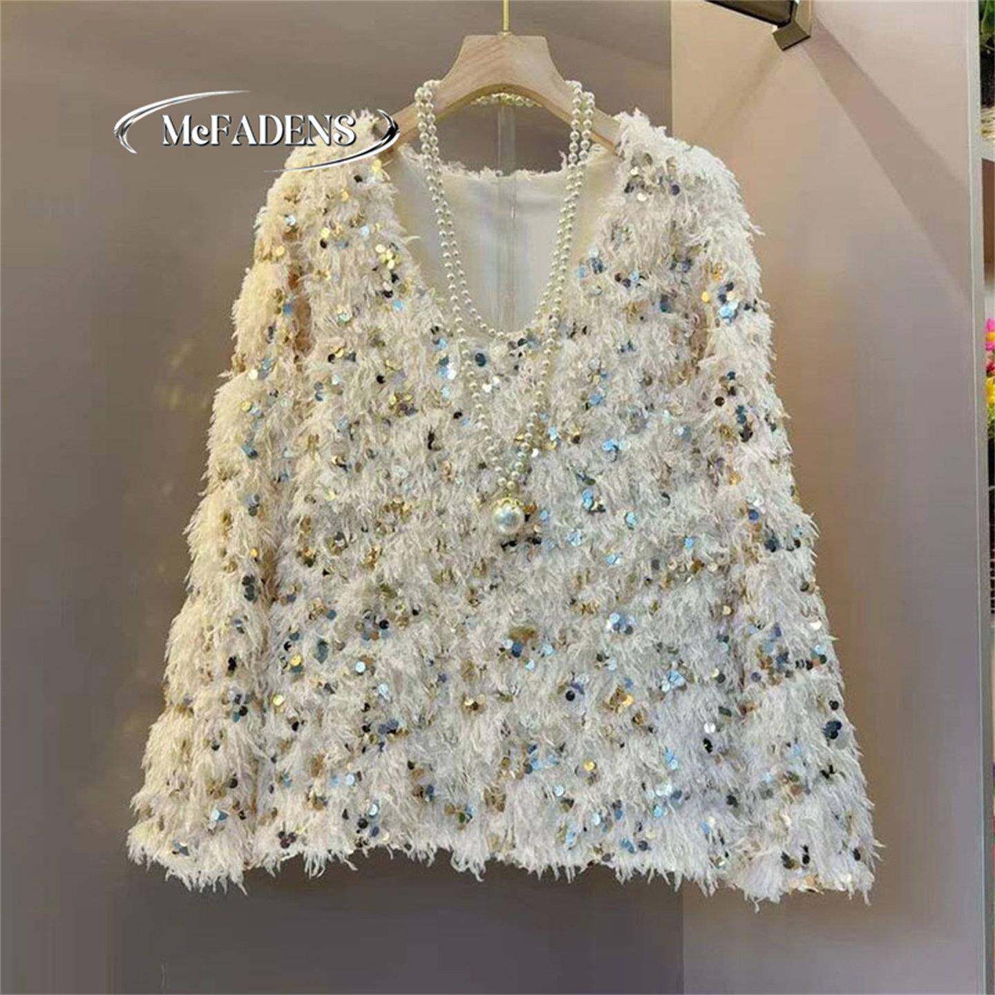 香港名媛范加厚上衣胖妹妹大码女装冬季新款洋气百搭毛绒亮片小衫,女装/女士精品,大码内搭,淘宝优惠券,粉丝福利购,淘宝优惠卷