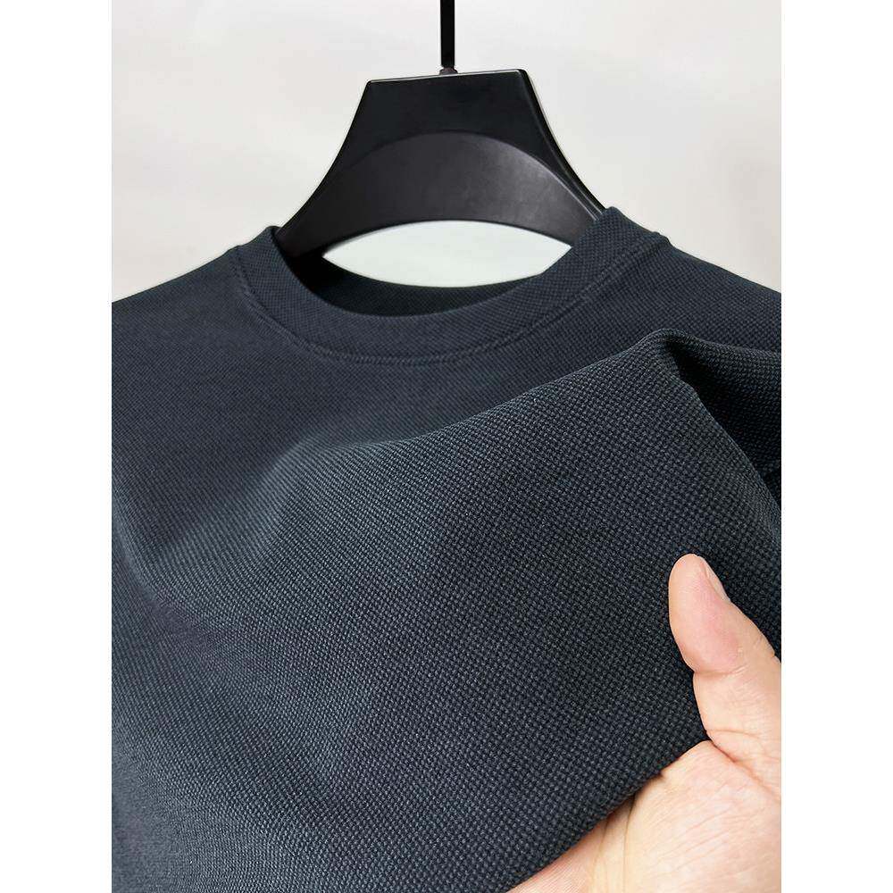 高端长袖t恤男士德芙绒覆古潮牌卫衣男款2025新款秋冬圆领打底衫