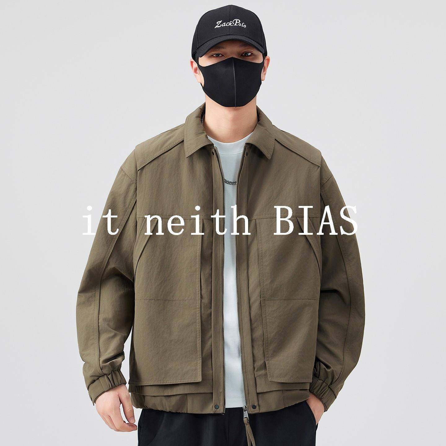 it neith BIAS假两件外套男春秋季2025新款休闲宽松翻领工装夹克