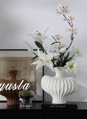 高级感侘寂风中古花瓶花器客厅餐厅书房样板间别墅干花瓶装饰摆件