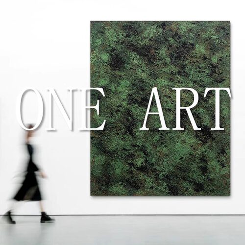纯手绘肌理油画客厅沙发背后装饰画高级感立体餐厅卧室玄关挂画绿