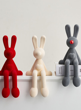 植绒坐姿兔轻奢艺术装饰树脂工艺品高级感酒柜电视柜客厅桌边摆件