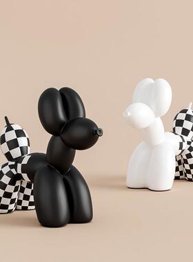北欧风黑白格子创意气球狗家居软装饰品书房酒柜儿童房个性摆件