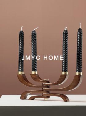 北欧创意复古旋转多头木质蜡烛烛台摆件样板间售楼处玄关客厅餐厅