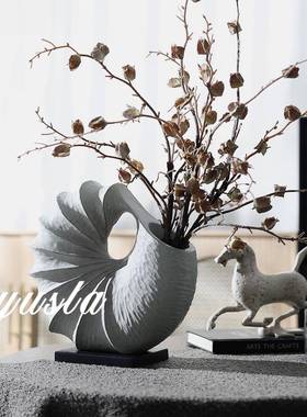 复古简约软装饰品中古风树脂样板间客厅餐厅别墅花瓶花器干花摆件