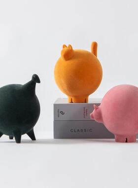 艺贝子现代简约植绒小动物样板房间轻奢北欧软装饰品茶几橱窗摆件