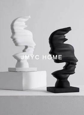 现代简约抽象人物树脂客厅摆件售楼部样板房电视柜玄关书房装饰品