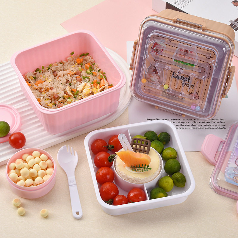 萌趣卡通便当盒幼儿园学生保鲜饭盒儿童宝宝餐盒分格饭盒