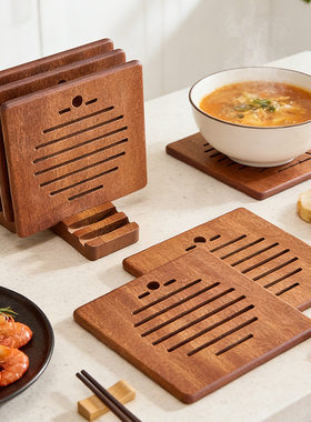 乌檀木隔热垫实木加厚耐高温砂锅垫家用餐桌碗碟盘子加大防烫杯垫