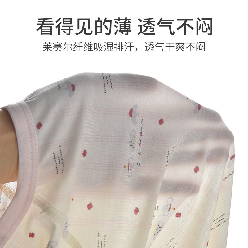 宝宝夏季防踢被睡袍婴幼儿薄款透气卡通印花连体睡衣儿童家居