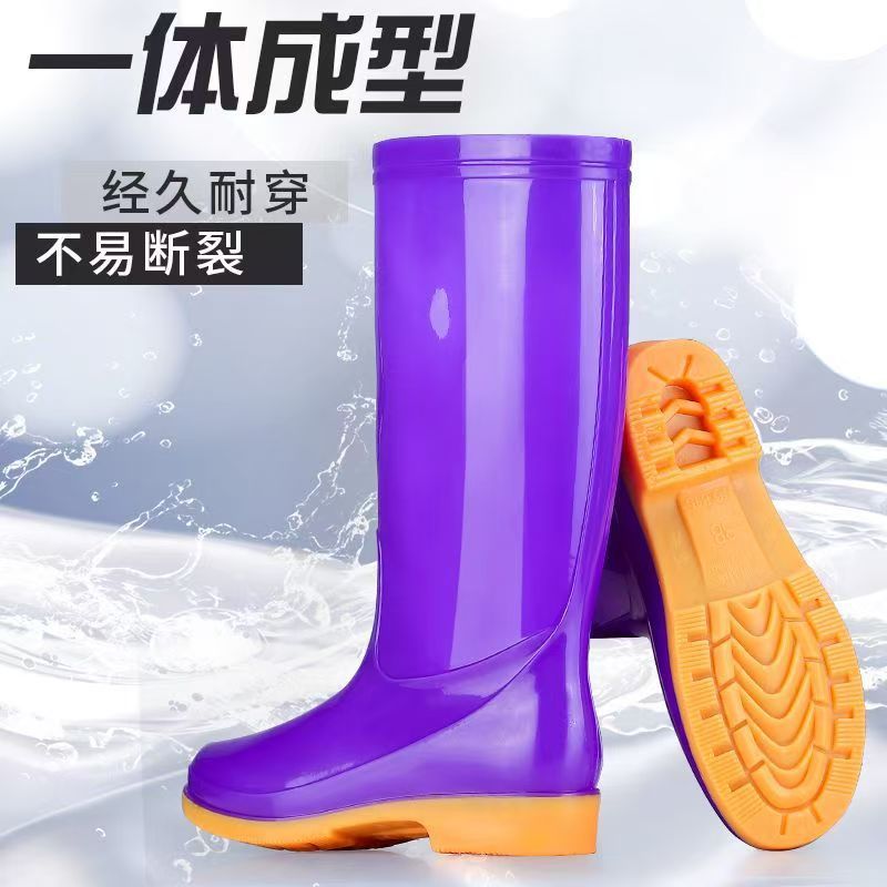 高筒夏季高帮雨鞋女士防滑牛筋底加厚加棉保暖水鞋耐磨胶鞋女
