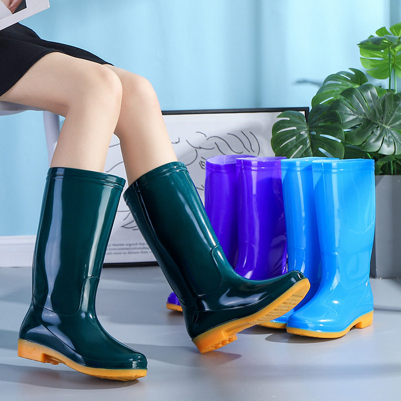 高筒夏季高帮雨鞋女士防滑牛筋底加厚加棉保暖水鞋耐磨胶鞋女