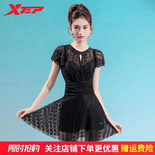 特步泳衣女2025年新款 显瘦遮肚女士连体裙式 性感海边游泳馆专用装