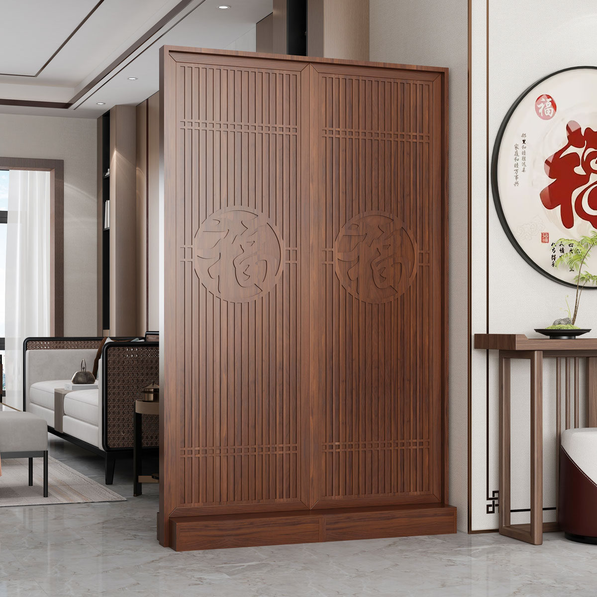 新中式屏风隔断柜客厅入户遮挡轻奢玄关卧室客厅创意装饰格栅座屏,住宅家具,座屏,淘宝优惠券,粉丝福利购,淘宝优惠卷