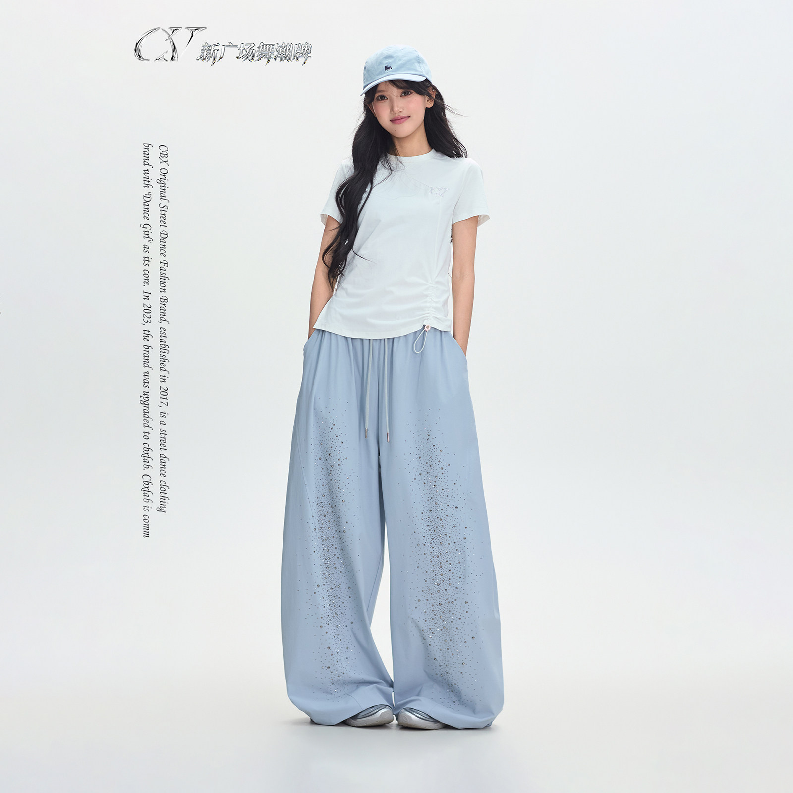 [夏季收官]CV舞蹈潮牌"渐变碎钻"嘻哈长裤薄款微弹美式跳舞辣妹风
