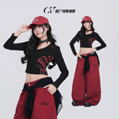 暖影柔纹系列 修身 显瘦爵士长袖 CV新广场舞潮牌 上衣嘻哈运动裤 潮