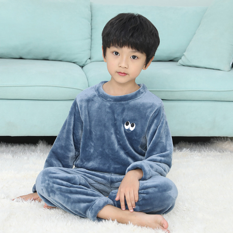 秋冬季儿童加厚珊瑚绒法兰绒睡衣