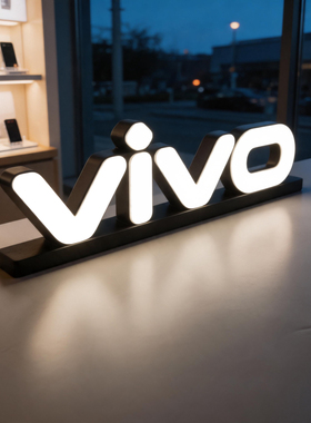 阿旺52501迷你发光定制vivo品牌专属LOGO桌面灯光柜台展示标识牌