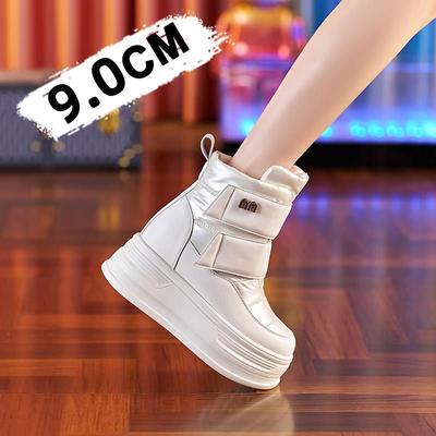 香港加绒东北大棉鞋女2024冬新款厚底内增高马丁靴防寒保暖雪地靴