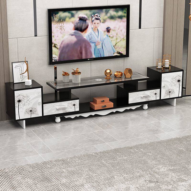 电视柜茶几客厅组合中式实木简易地柜伸缩小户型电视机柜简约现代