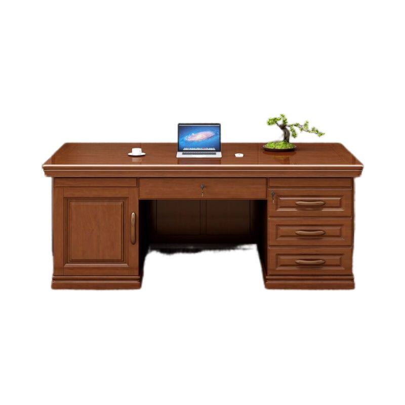 高档中式实木办公桌带抽屉老板桌简约家用书桌大班台办公桌椅组合