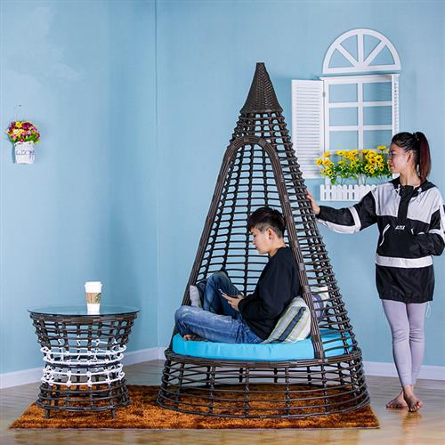 户外网红秋千户外落地巴厘唯美藤编卡座吊椅室外秋千景区打卡道具