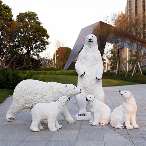 户外玻璃钢仿真动物模型北极熊雕塑园林景观室外冰雪主题装饰摆件