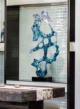 新中式玄关摆件太湖石透明树脂雕塑样板房别墅酒店软装艺术装饰品