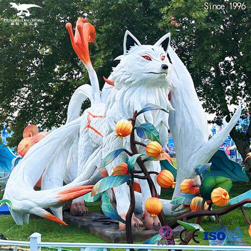 动物工厂山海经神兽高度仿真九尾狐造型逼真机械电动模型玩具