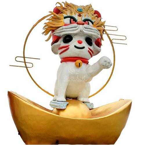 大型仿真动物招财猫模型景区公园商场城市广场动态摆件模型定做