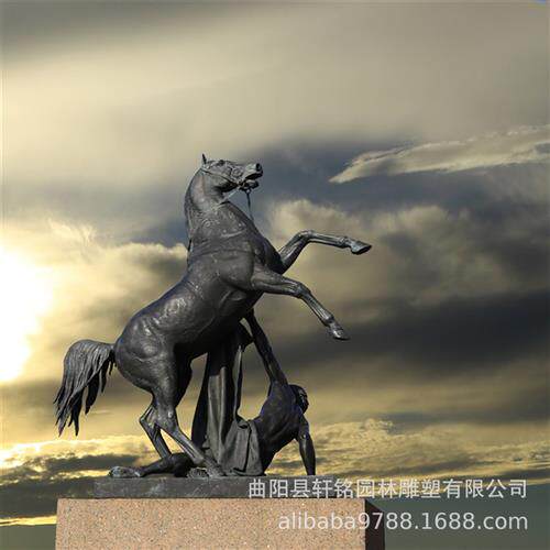 大型玻璃钢仿铜骑马人物雕塑阿波罗战车景观园林广场装饰落地摆件