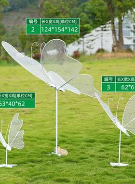 不锈钢铁艺镂空蝴蝶雕塑户外园林公园草坪美陈景观发光摆件装饰品