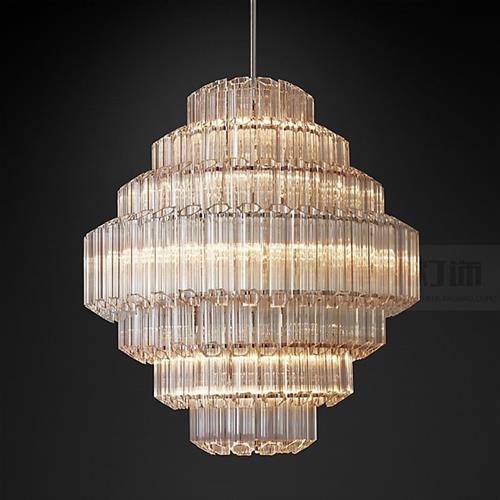 六角梅花玻璃棒吊灯现代简约复古奢华RH美式设计师软装别墅灯具