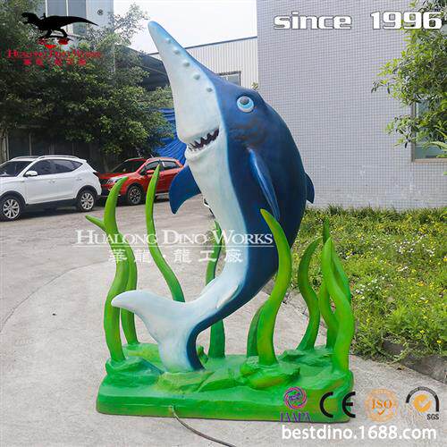 海洋动物系列卡通海草鲨鱼自贡制作厂家仿真机械硅胶鲨鱼