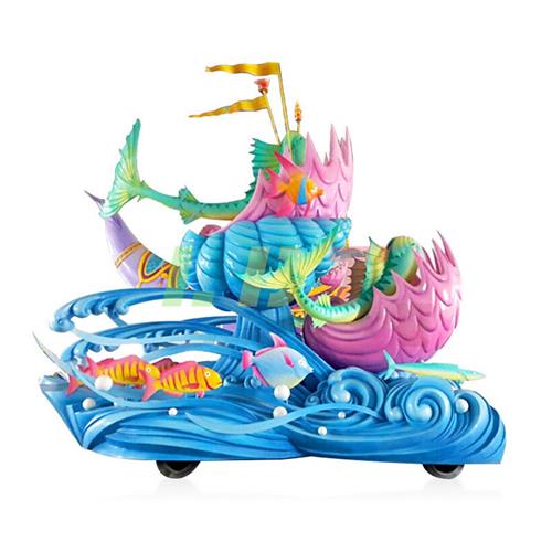 巡游节日庆典花车制作夜景布艺内透光造型主题彩车定制厂家