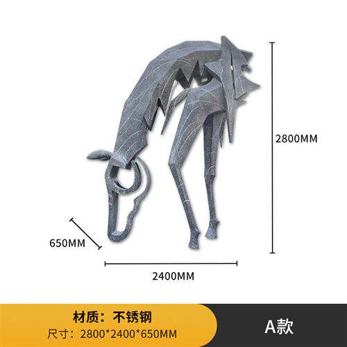 创意不锈钢马雕塑大摆件工厂会所酒店大堂抽象动物装饰艺术品