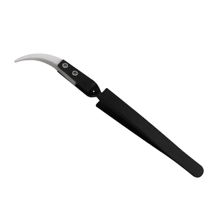 陶瓷镊子黑色柄夹持 不锈钢反差镊子 防磁防酸精密夹持尖头弯头