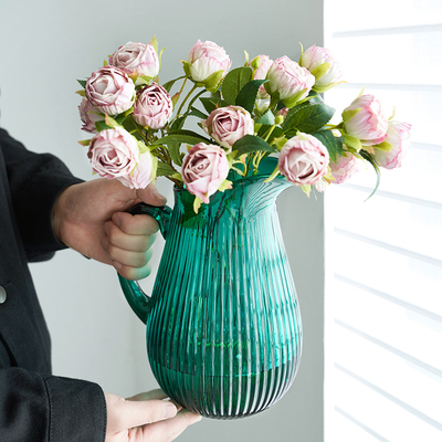 爱尔兰复古创意手提玻璃花瓶客厅轻奢插花ins风水养水培鲜花摆件